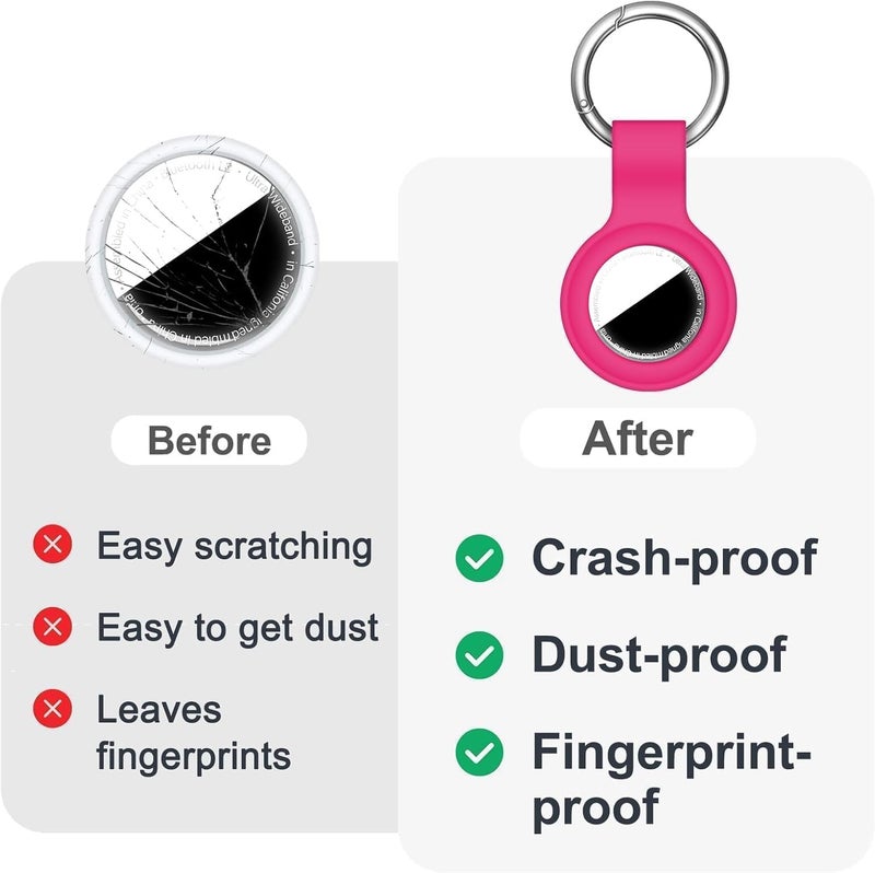 Linsaner 1 Pack Available for AirTag Holder Compatible with Air Tag Case Keychain Silicone for AirTags Key Ring Tags Chain for Apple for GPS Item Finders Accessories,（Hot Pink） - Image 5